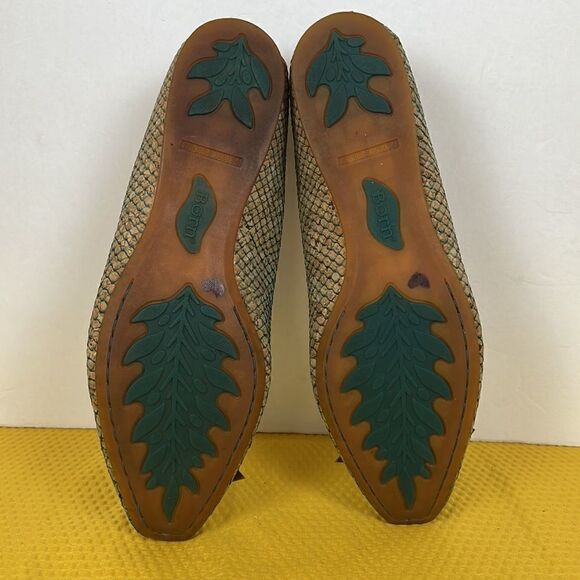 Born Carri Snakeskin Cork Tan Teal Bow Flats 6 - Picture 8 of 9